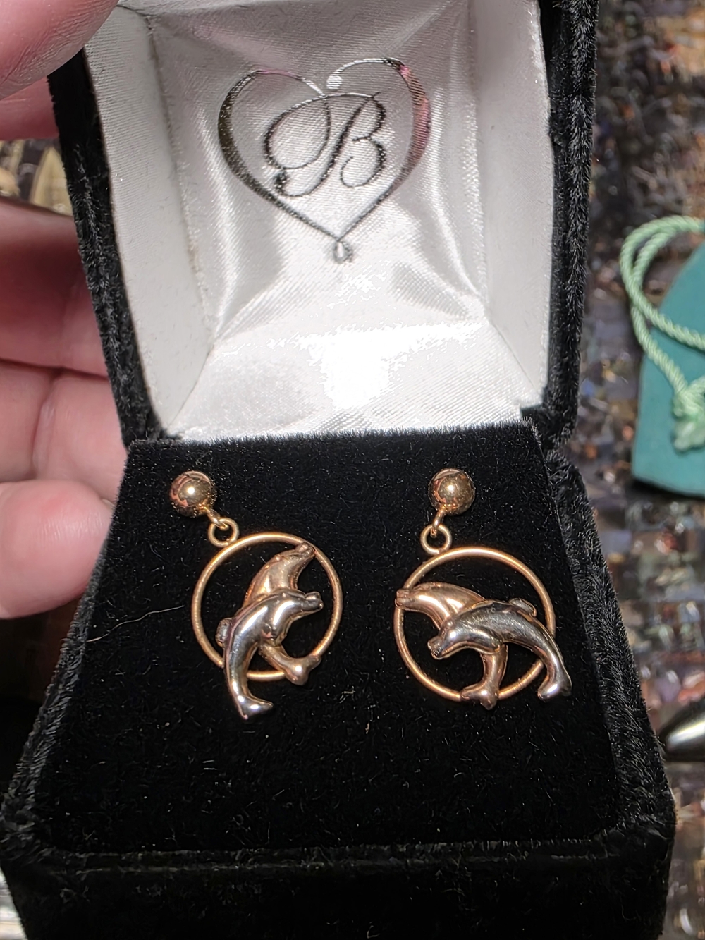 Gold-Tone Dolphin Hoop Drop Earrings